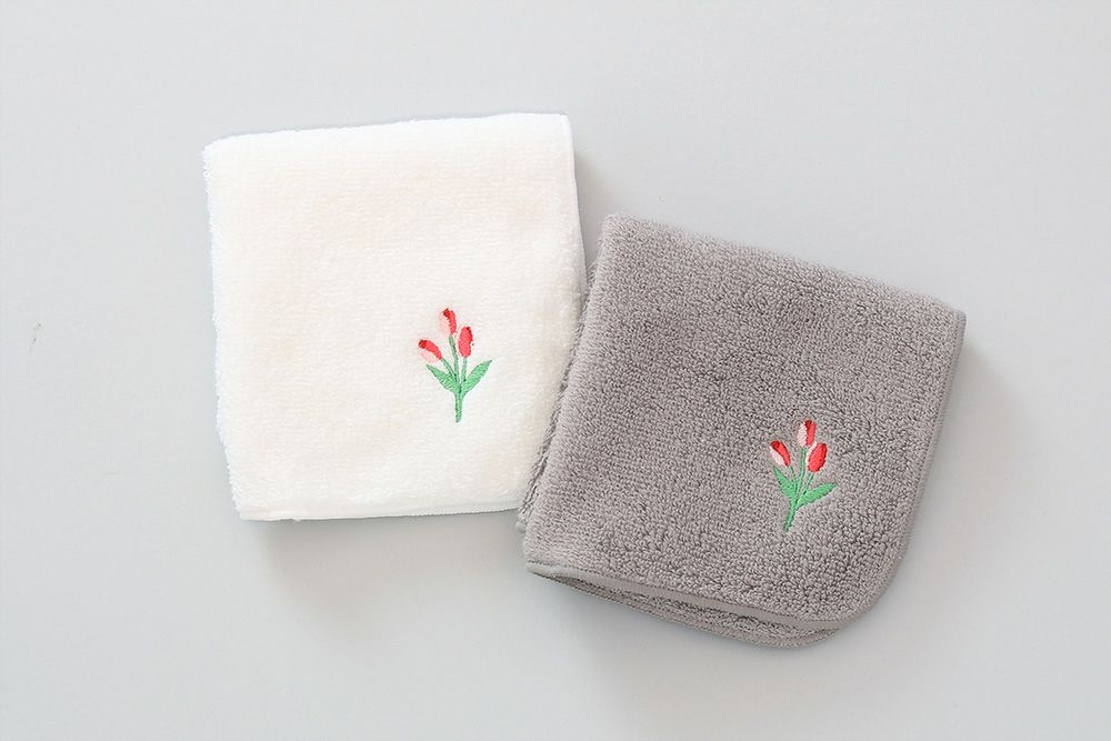 シーズン刺繍タオルハンカチ　チューリップ